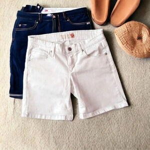 VINTAGE GUESS 90s White Casual Jean Denim Bermuda Mom Shorts Size 25